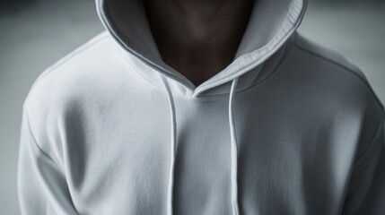 A person wearing a white hoodie and black tie, likely for formal or ceremonial occasion