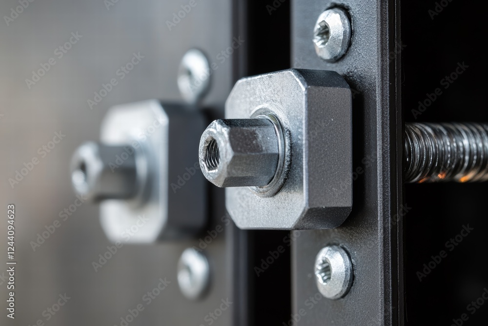 Poster close-up of fasteners used for mounting various construction materials on a solid structure