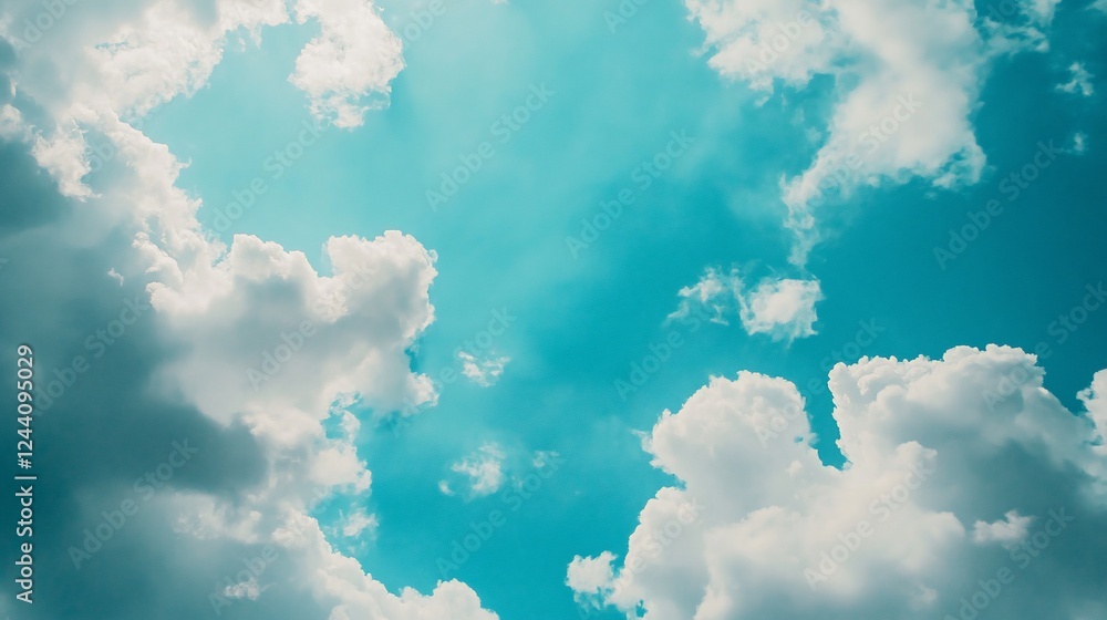 Aufkleber abstract view of a dynamic blue sky with white clouds creating a calming background effect