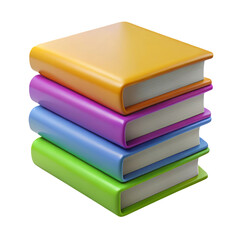 A stack of four colorful books arranged neatly, showcasing their vibrant covers and spines.