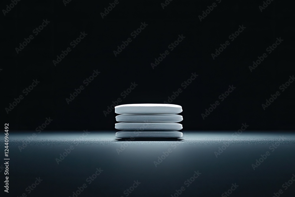Aufkleber minimalist monochrome image of surgical instruments stacked neatly on sterile table illuminated by f