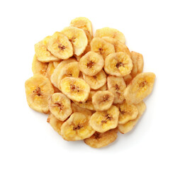 Top view of sweet dried banana chips