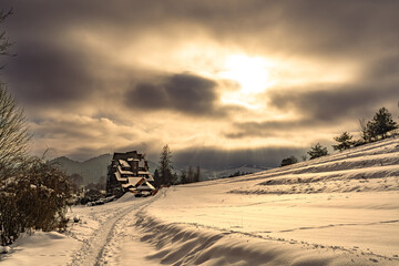 Pieniny , góry, zima, śnieg, Karpaty, mgły, Tatry, Dunajec
