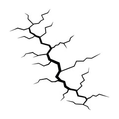 Cracked Concrete and Ground Surface: Earthquake Fissures, Breaks, and Crevices in Land, Featuring a Broken Glass Pattern Effect in a Top-Down View