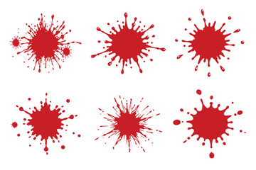 Red Ink Splatters and Blood Splatter Vector - Abstract Paint Spots and Grunge Design Elements