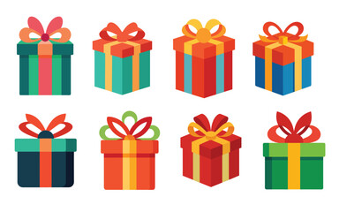 Gift box vector illustration on white background, gift box vector set 