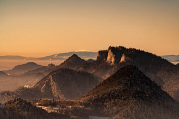 Pieniny , góry, zima, śnieg, Karpaty, mgły, Tatry, Dunajec