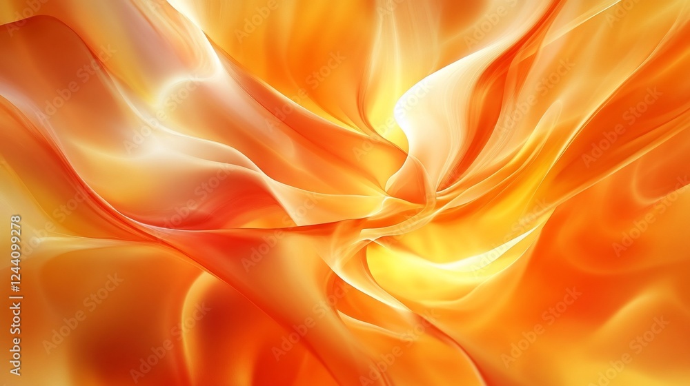 Poster abstract dynamic flame animation in orange and white swirls with a gentle flowing effect