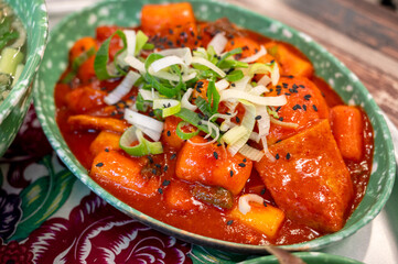 Korean street market food. tteokbokki