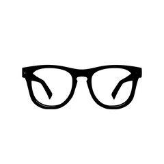 Fototapeta premium An illustration featuring a black glasses silhouette set against a clean white background showing classic eyeglasses with detailed frames and lenses.