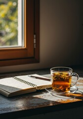 Enjoying herbal tea by the window cozy home still life relaxation