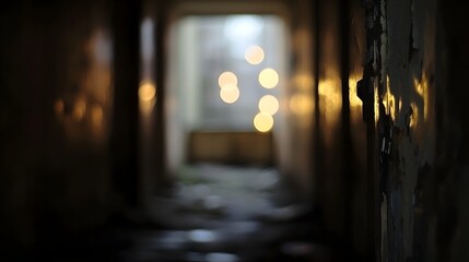 Fototapeta premium Haunting Shadows in an Abandoned Corridor:A Moody Atmospheric Scene