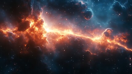 Obraz premium Fiery Nebula Cosmic Cloudscape Celestial Scene