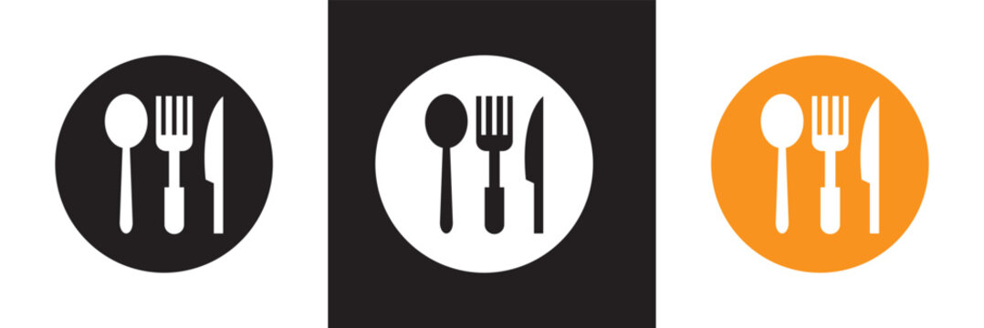 Spoon, Fork, and Knife vector Icon Symbol for Logo, Pictogram, App or Graphic Design Element.   isolated on white and black background. vector illustration. EPS 10
