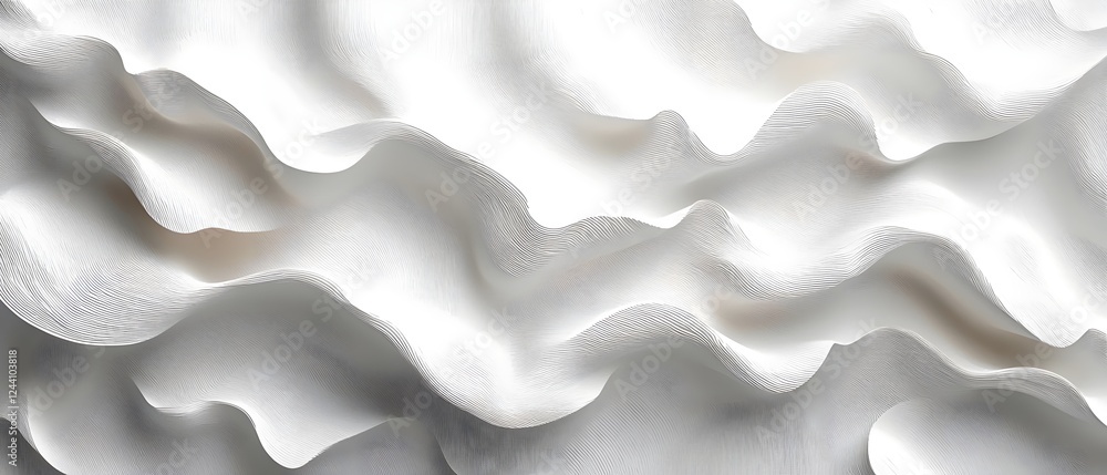 Aufkleber an abstract composition of flowing white waves that evoke a sense of calm and tranquility, showcasin
