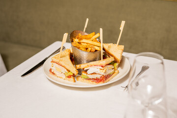 Club Sandwich and Fries