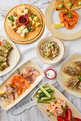 Russian Culinary Delight Vibrant Snack Table with Rustic Charm