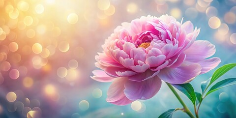 Fototapeta premium Vibrant peony blossoms in pastel hues create a cheerful spring image.