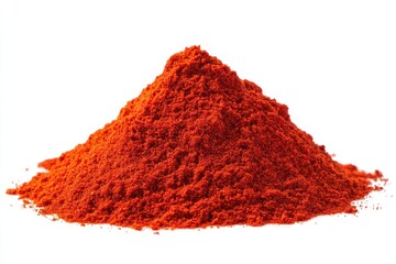 Pile of red paprika powder isolated on white background