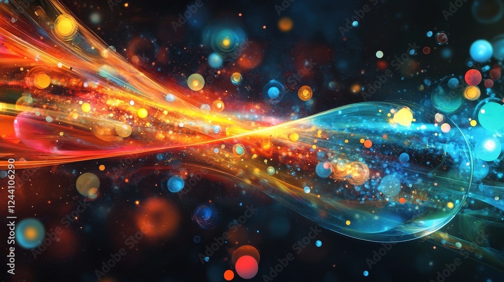 Poster proton showing the movement of quarks bound by gluons