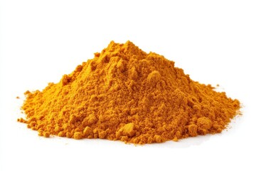Turmeric powder pile isolated on white background