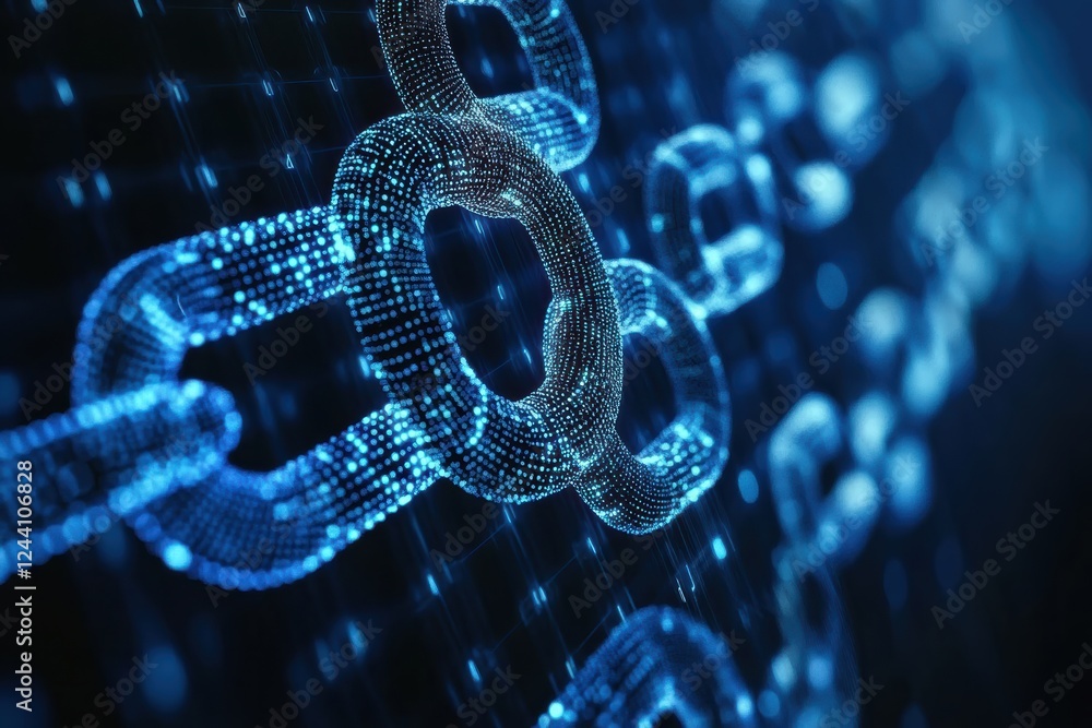 Poster pulsating dots create dynamic representation of blockchain technology