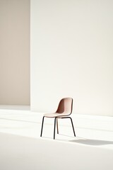 single chair placed in vast white space its presence defining solitude and elegance