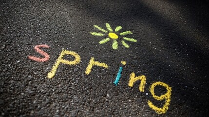 The Spring inscription on the pavement