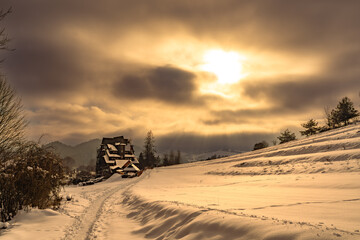 Pieniny , góry, zima, śnieg, Karpaty, mgły, Tatry, Dunajec