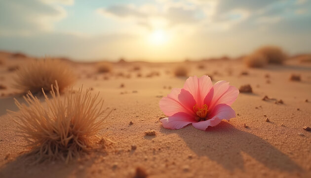Flor solitaria en mitad del desierto