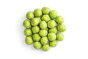 Wasabi coated peanuts isolated on white background