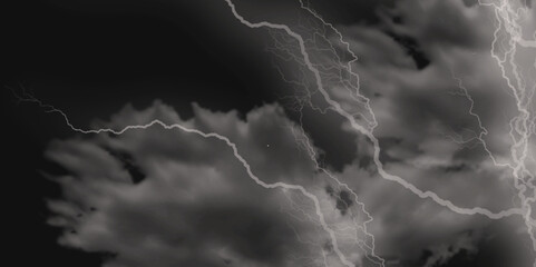 Thunder Stock Image In Black Background. Massive lightning bolt with branches isolated on black background.