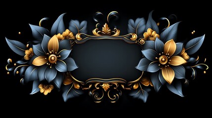 Elegant Gold and Blue Floral Frame Design