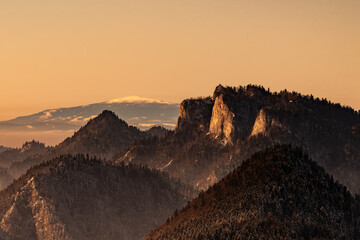 Pieniny , góry, zima, śnieg, Karpaty, mgły