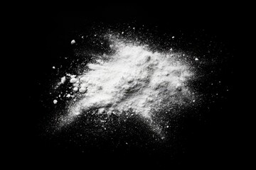 White powder isolated on black background