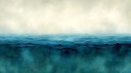 Fototapeta premium Serene Ocean Waves Under a Misty Sky