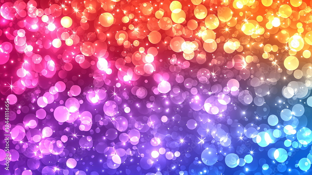 Aufkleber colorful bokeh background with radiant multicolored circles and sparkling lights in gradient hues