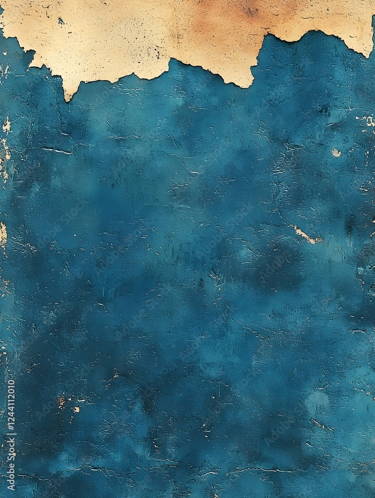 Poster an abstract design featuring a textured teal surface with distressed golden edges, creating a striki