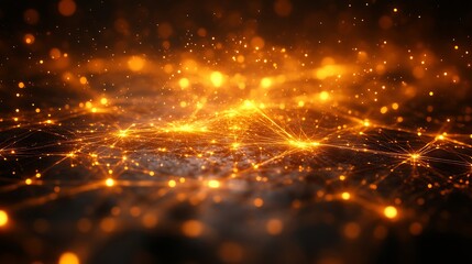 Fototapeta premium Golden Network Abstract Background Lights Sparkle