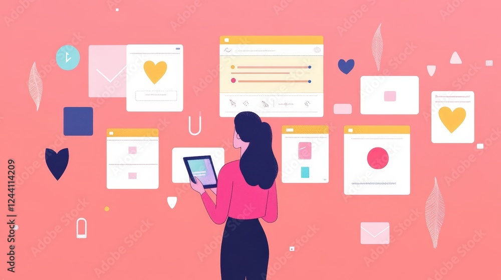 Aufkleber a content creator reviewing analytics on their social media dashboard, optimizing posts for better r