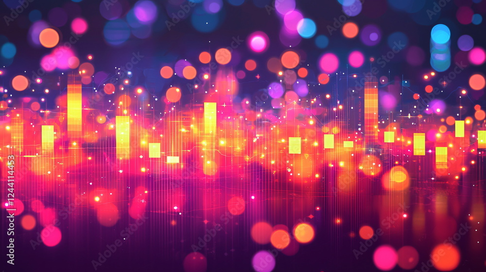 Aufkleber colorful bokeh lights creating a vibrant background with sparkling effects and geometric shapes