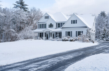 Winter house after snow storm  
