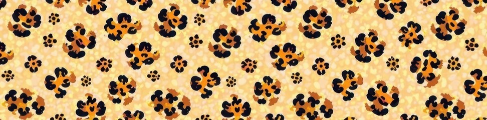 Intricate brown and black leopard spots on a seamless beige background , stylish, graphic
