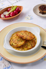 Mouthwatering Potato Draniki with Rustic Lighting and Vibrant Colors in Modern Culinary Photography