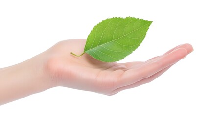 Hand Holding Green Leaf Instead of Cigarette Symbolizing Healthy Lifestyle Choice and Renewal of Life  Eco Friendly and Sustainable Concept for a Greener Future