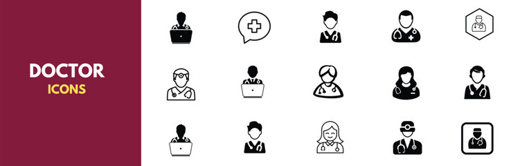 Doctor Icon with Stethoscope. Nurse logo, medical and health care hospital patient examination vector illustration