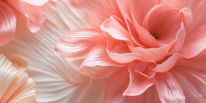 Abstract Coral Pink Flower Petals Background Texture Close Up View