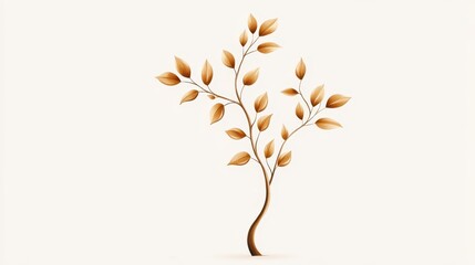 Fototapeta premium Twisted tree with golden leaves creating a captivating focal point in serene surroundings