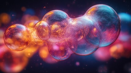 Obraz premium Colorful abstract representation of bubbles in a vibrant, cosmic background.