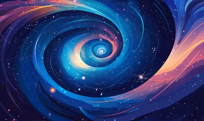 Obraz premium Vibrant digital artwork depicting a swirling galaxy with shades of blue, purple, and hints of stars in a cosmic setting.